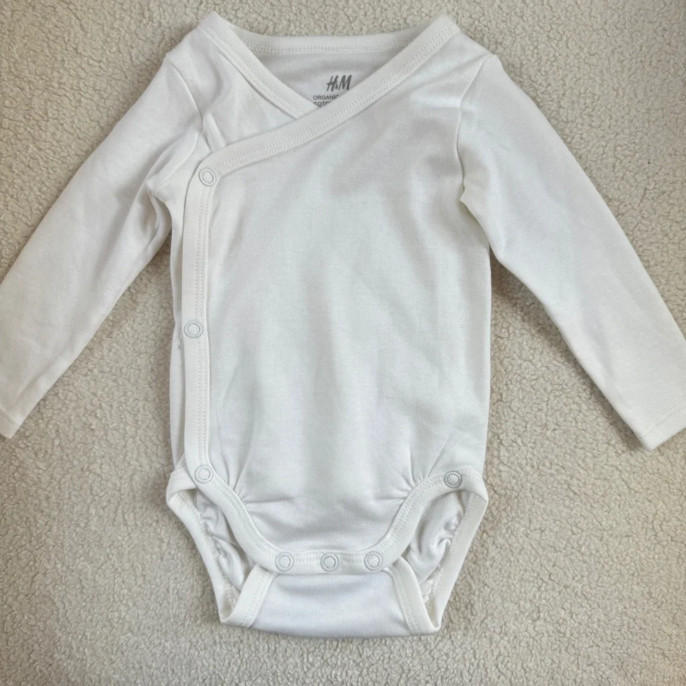 H&M Long Sleeve Wrap Over Bodysuit - White